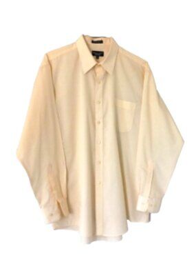 Kilburne & Finch Men’s Dress Shirt 17 34/35 Yellow Point Collar Pocket EUC